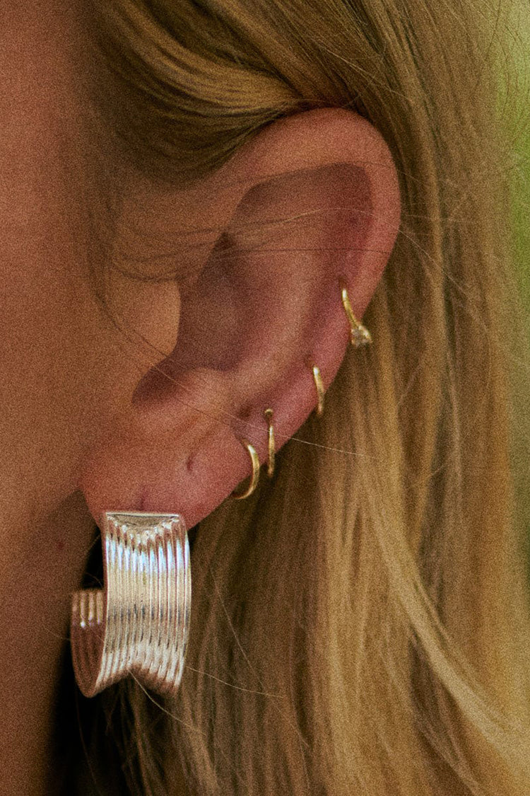 Daisy London Silver Plate Polly Sayer Chunky Tidal Hoops Earrings 