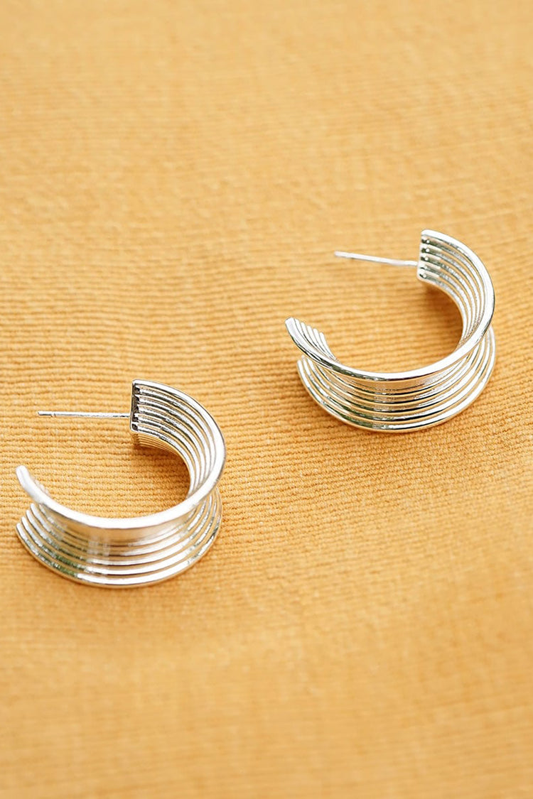 Daisy London Silver Plate Polly Sayer Chunky Tidal Hoops Earrings 
