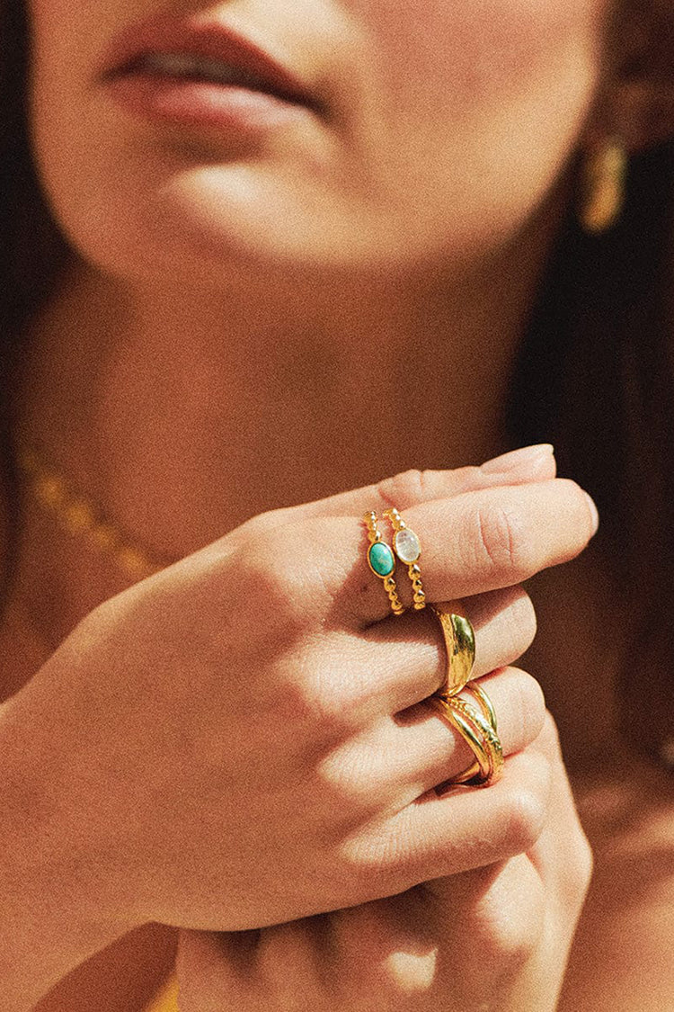 Daisy London Gold Plate Turquoise Healing Stone Bobble Ring 