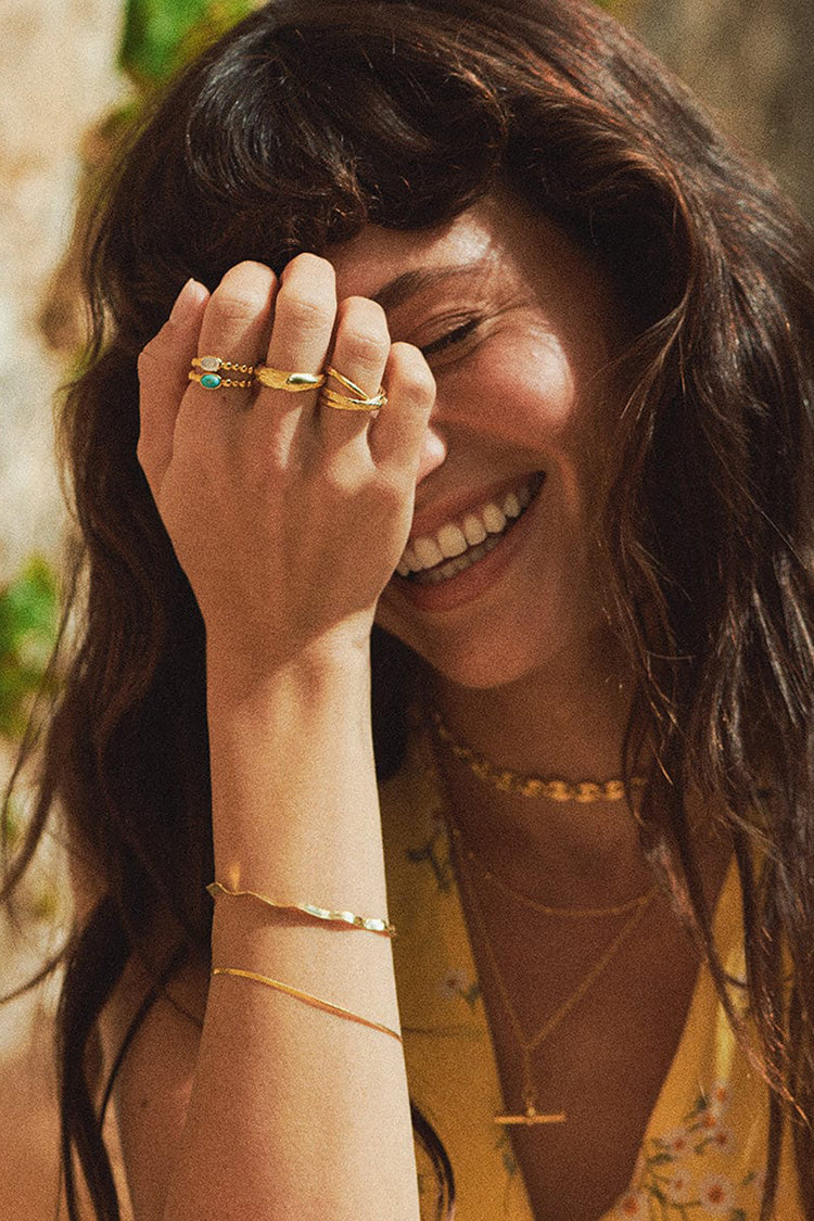 Daisy London Gold Plate Turquoise Healing Stone Bobble Ring 