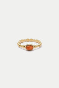Daisy London Gold Plate Red Coral Healing Stone Bobble Ring 