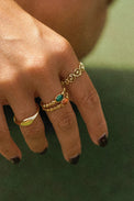 Daisy London Gold Plate Red Coral Healing Stone Bobble Ring 