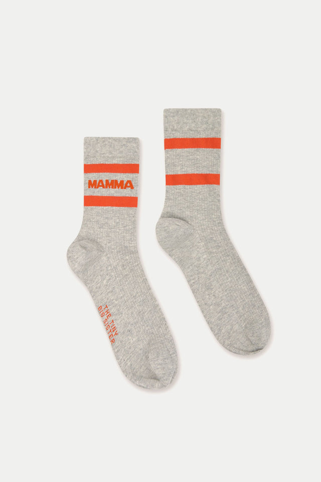 The Tiny Big Sister Medium Grey Heather Mama Socks 