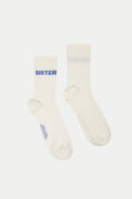 The Tiny Big Sister Off White Sister Socks 