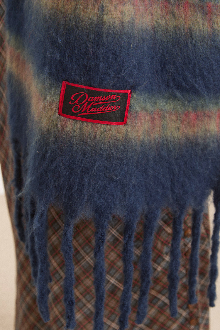 Chocolate Blue Stripe Brushed Oversized Scarf