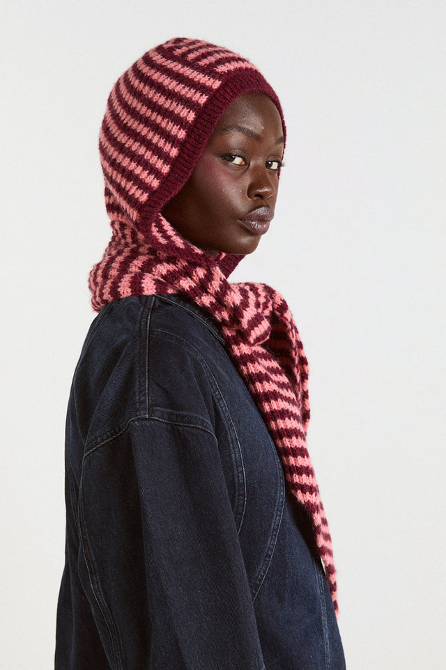Pink Burgundy Tie Front Hood