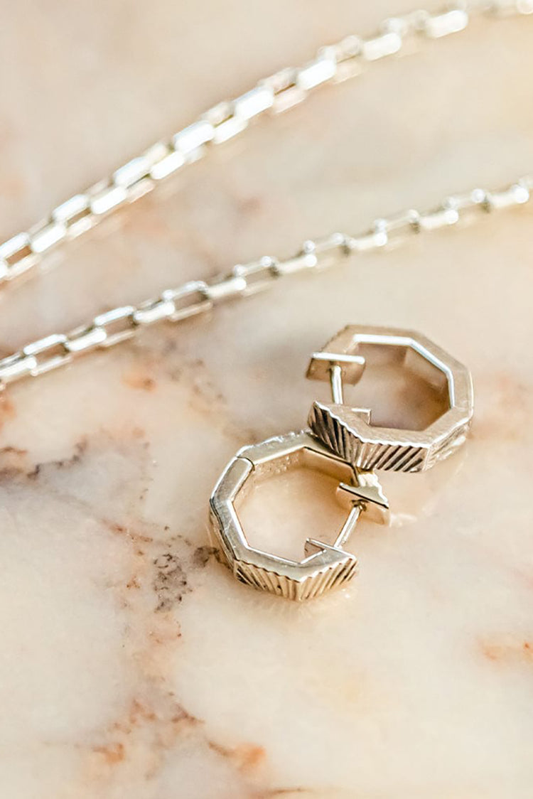 Daisy London Silver Estée Lalonde Octagonal Huggie Hoops 