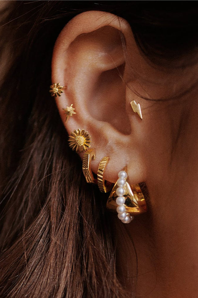 Daisy London Gold Plated Estée Lalonde Octagonal Huggie Hoops 
