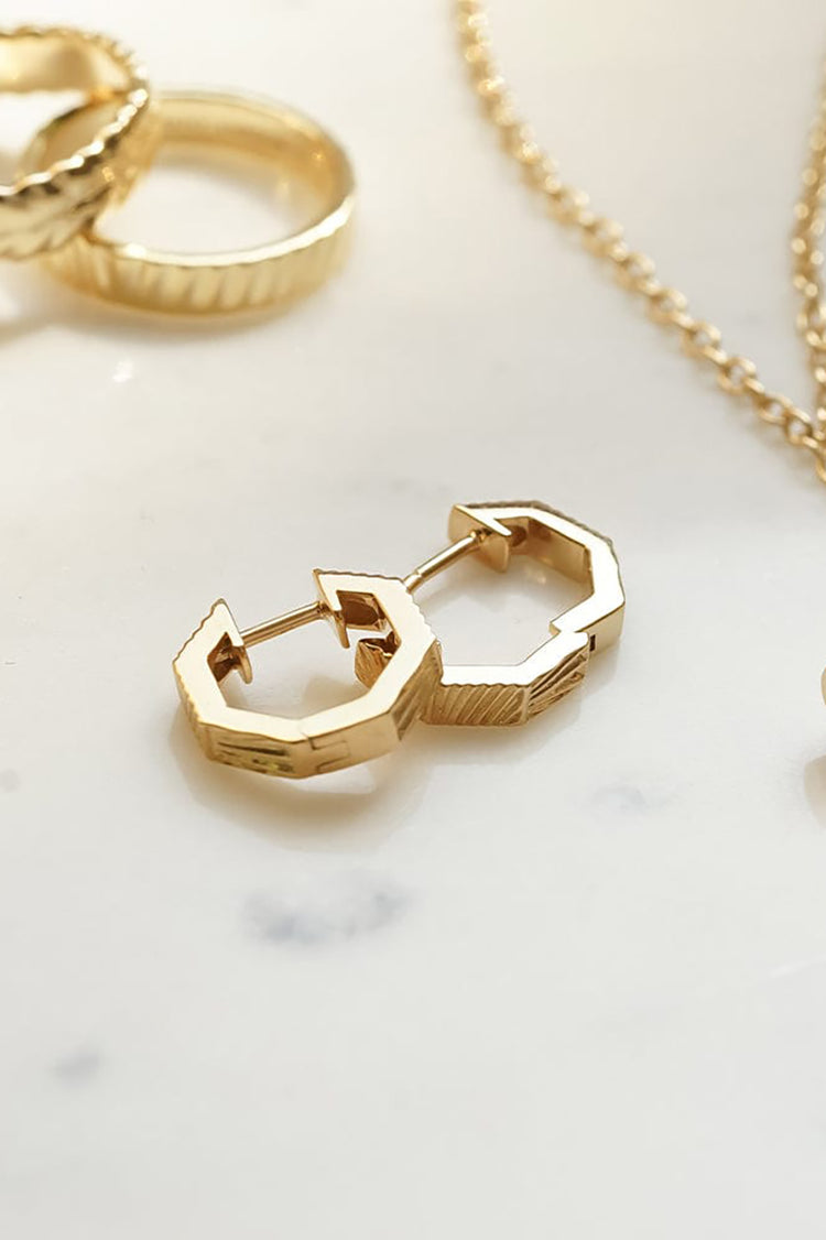 Daisy London Gold Plated Estée Lalonde Octagonal Huggie Hoops 