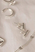 Daisy London Silver Estée Lalonde T Bar Stud Earrings 