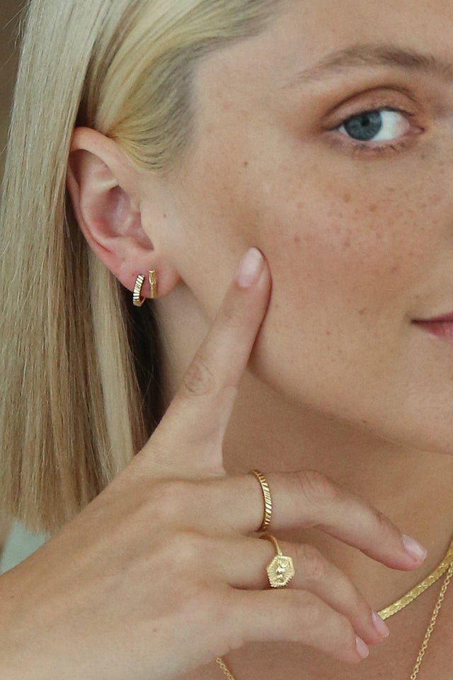 Daisy London Gold Plated Estée Lalonde T Bar Stud Earrings 