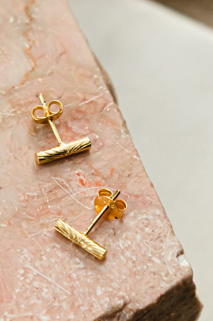 Daisy London Gold Plated Estée Lalonde T Bar Stud Earrings 