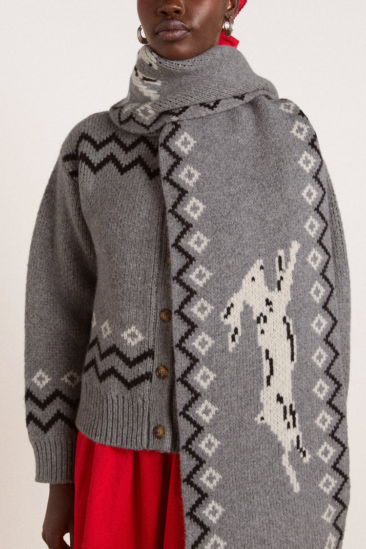 Grey Bunny Intarsia Cecily Scarf