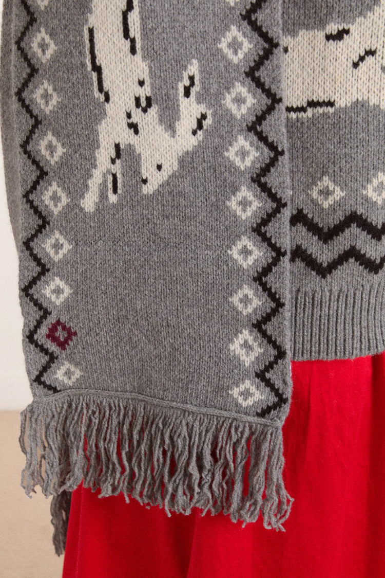 Grey Bunny Intarsia Cecily Scarf