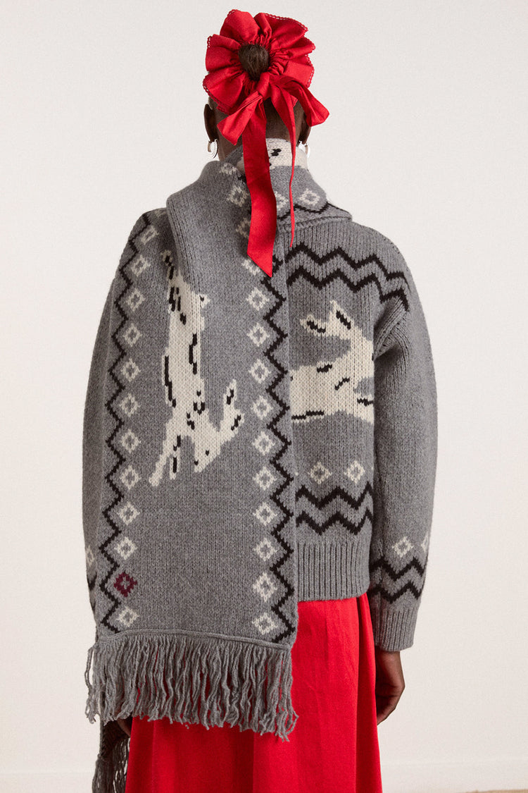 Grey Bunny Intarsia Cecily Scarf
