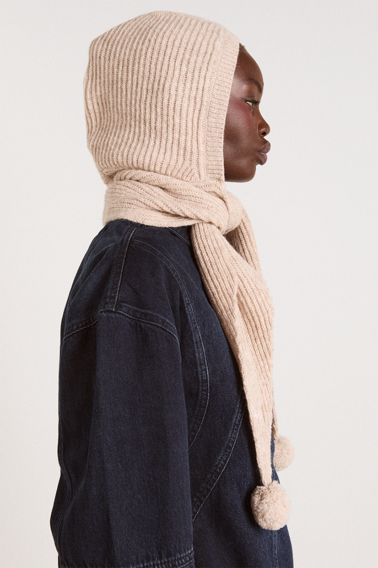 Oatmeal Tie Front Hood