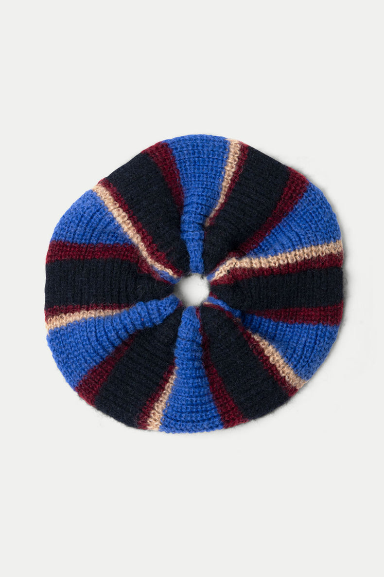 Multi Burgundy Navy Knitted Scrunchie
