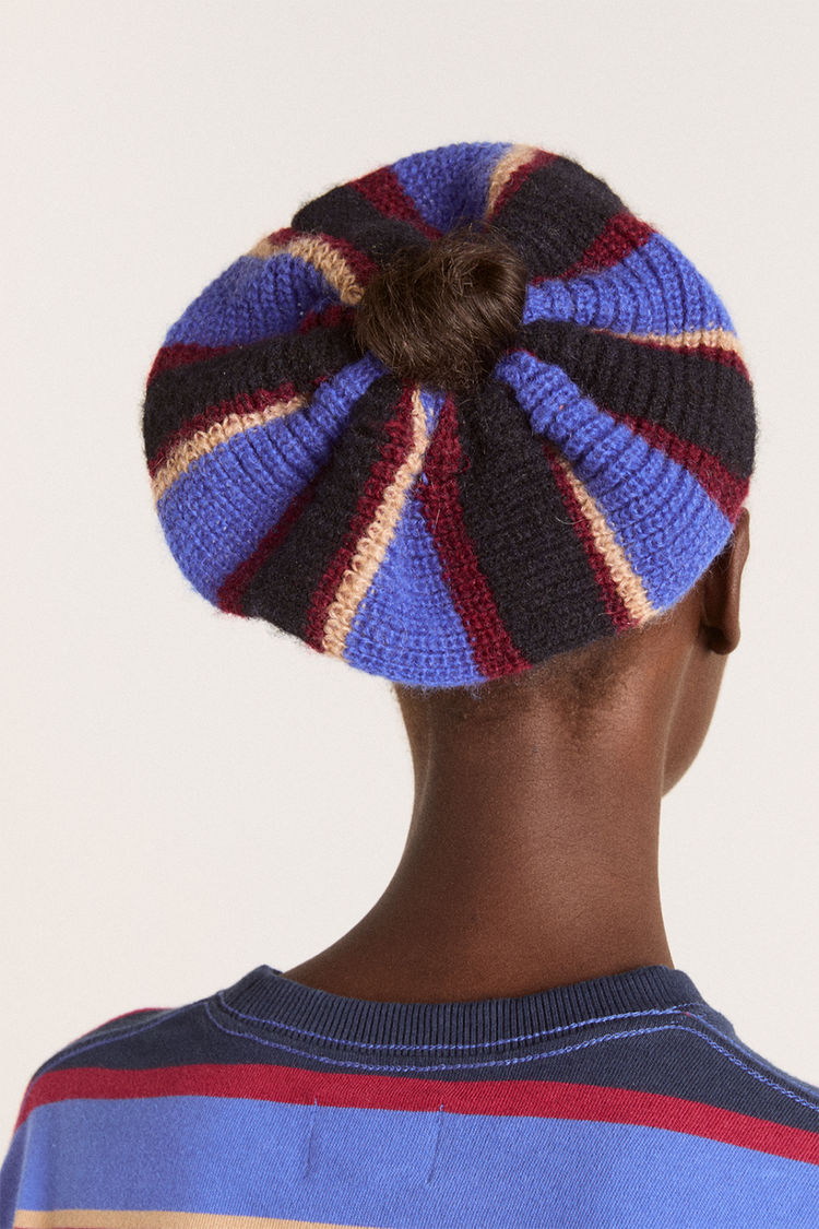 Multi Burgundy Navy Knitted Scrunchie