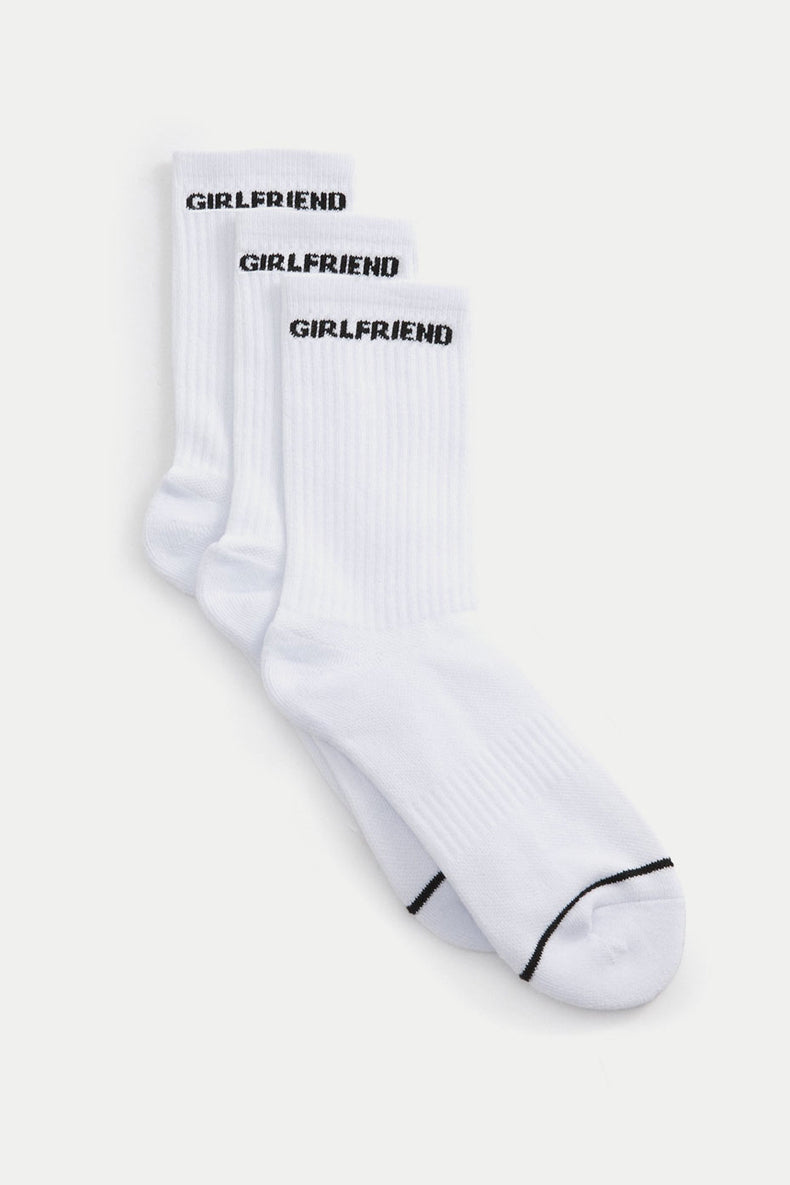 White Girlfriend Crew Socks - Pack of 3