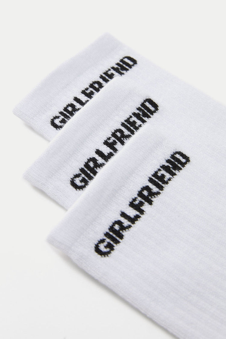 White Girlfriend Crew Socks - Pack of 3