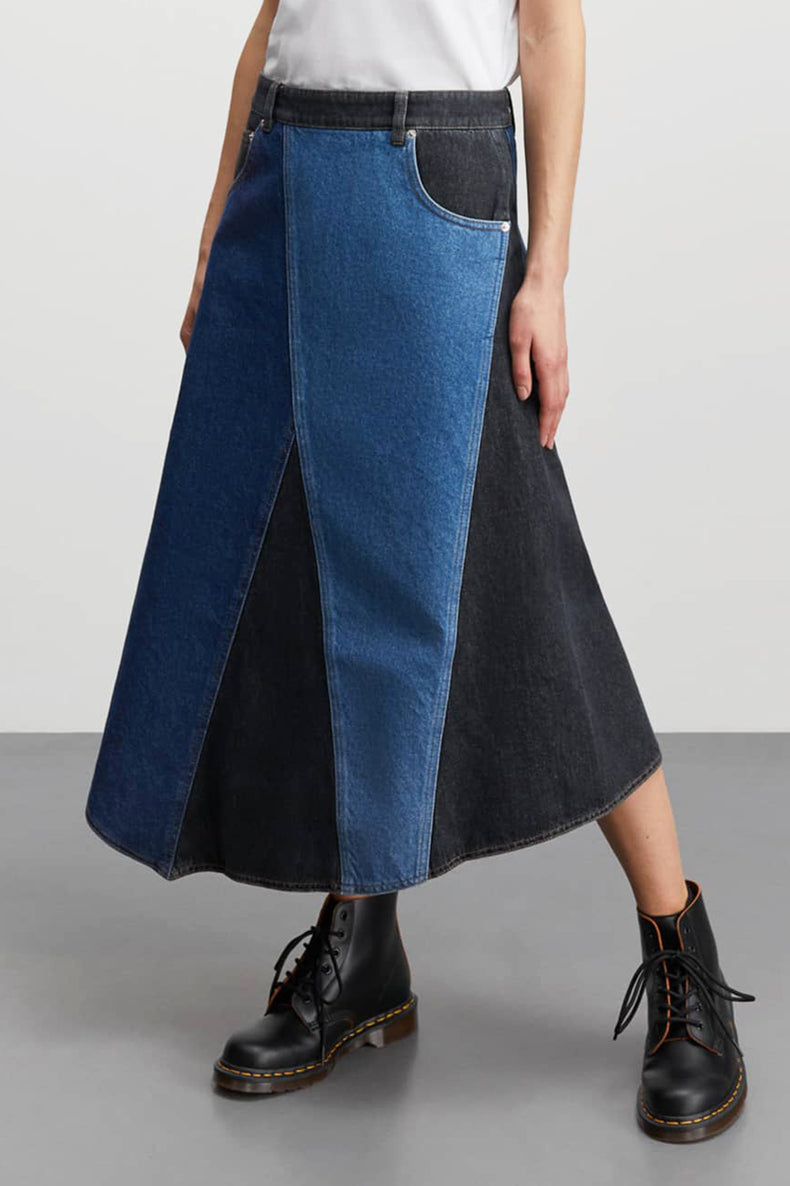 Mix Blue Denim Patch Solrun Skirt