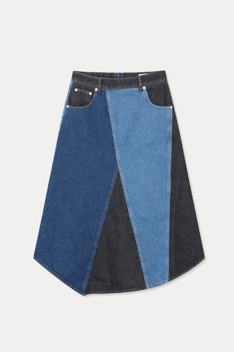 Mix Blue Denim Patch Solrun Skirt