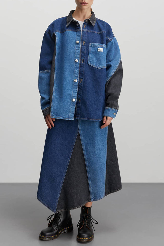 Mix Blue Denim Patch Gisli Shirt