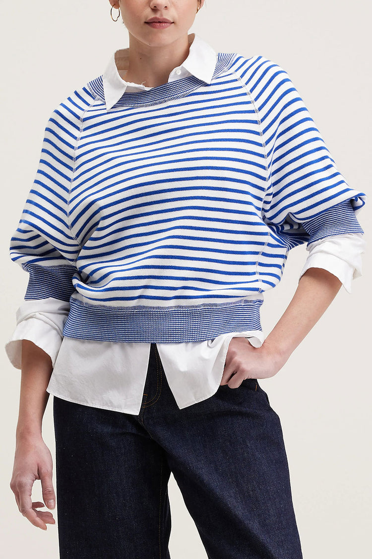 Bellerose Gitane & Vintage White Stripe Anglet Crew-Neck Sweater 