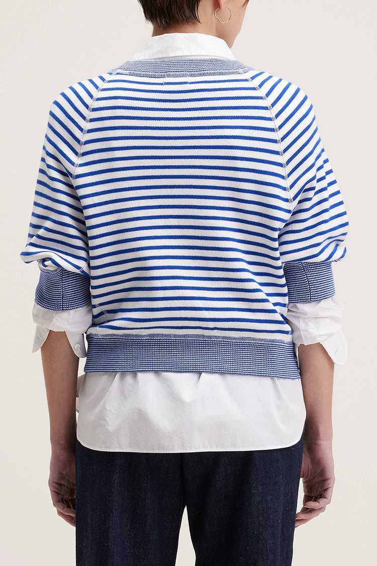 Gitane & Vintage White Stripe Anglet Crew-Neck Sweater