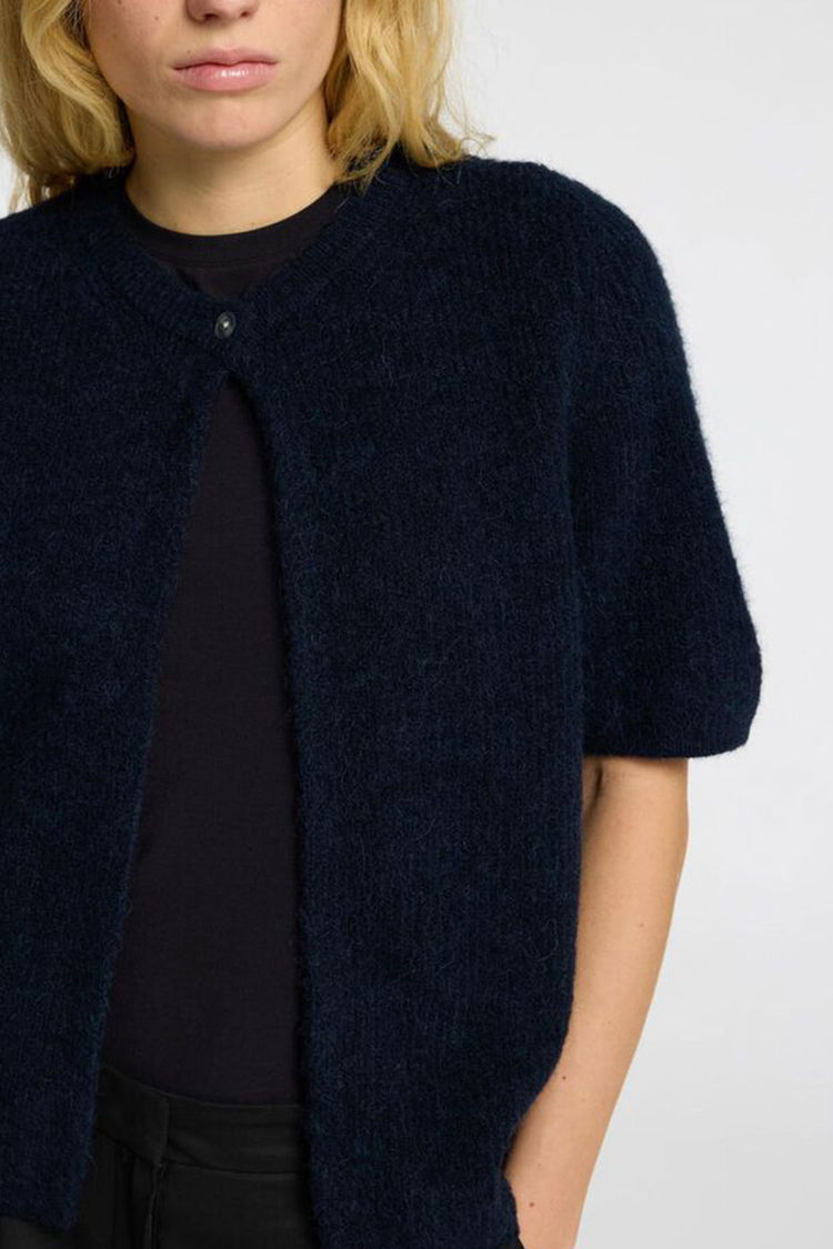 Dark Sapphire Sia Ras Short-Sleeved Cardigan