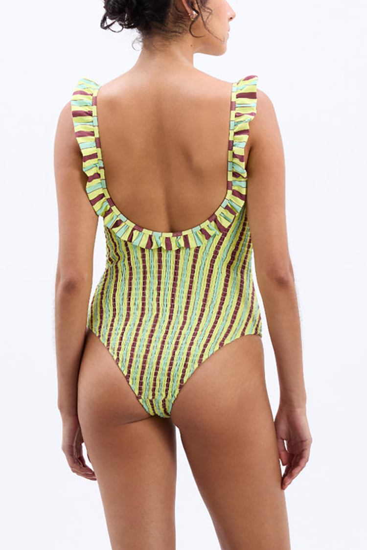 Green Tropical Stripe Cheyenne Swimsuit