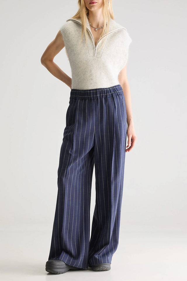 Navy Blue Pinstripe Vespa Trousers