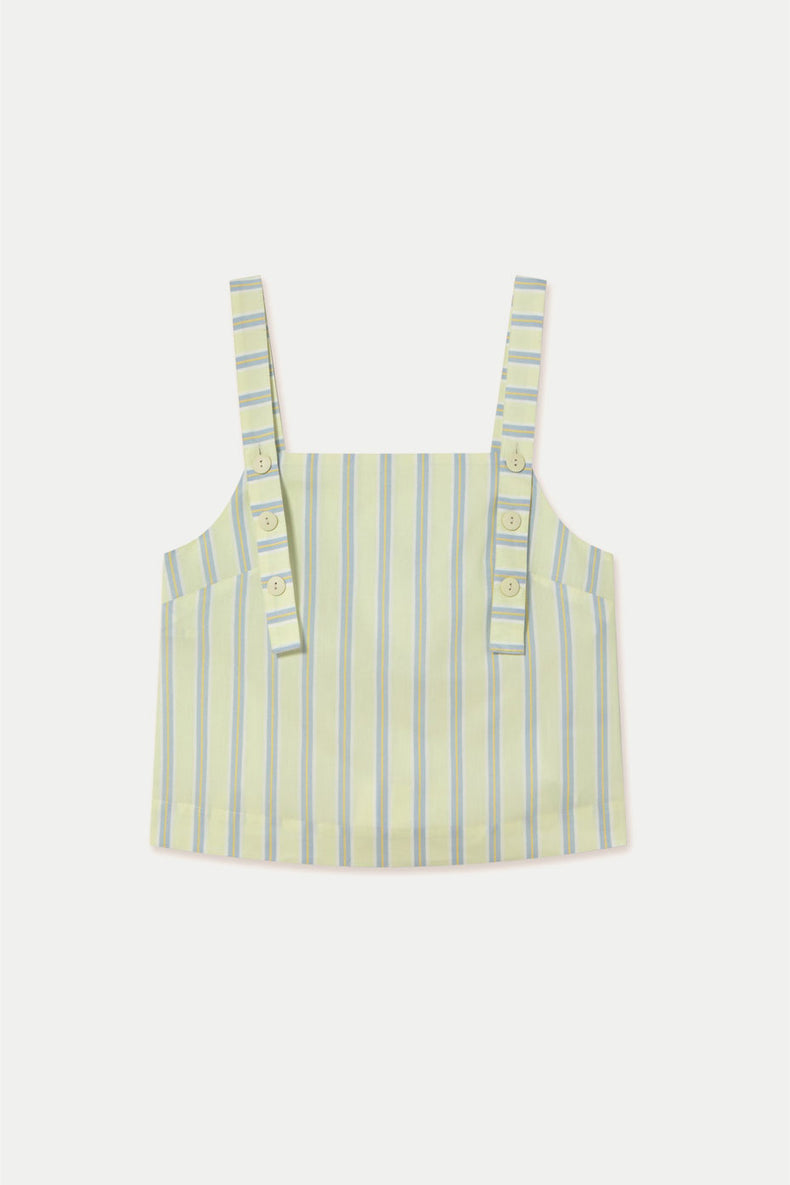 Pastel Yellow Stripes Buttons Top