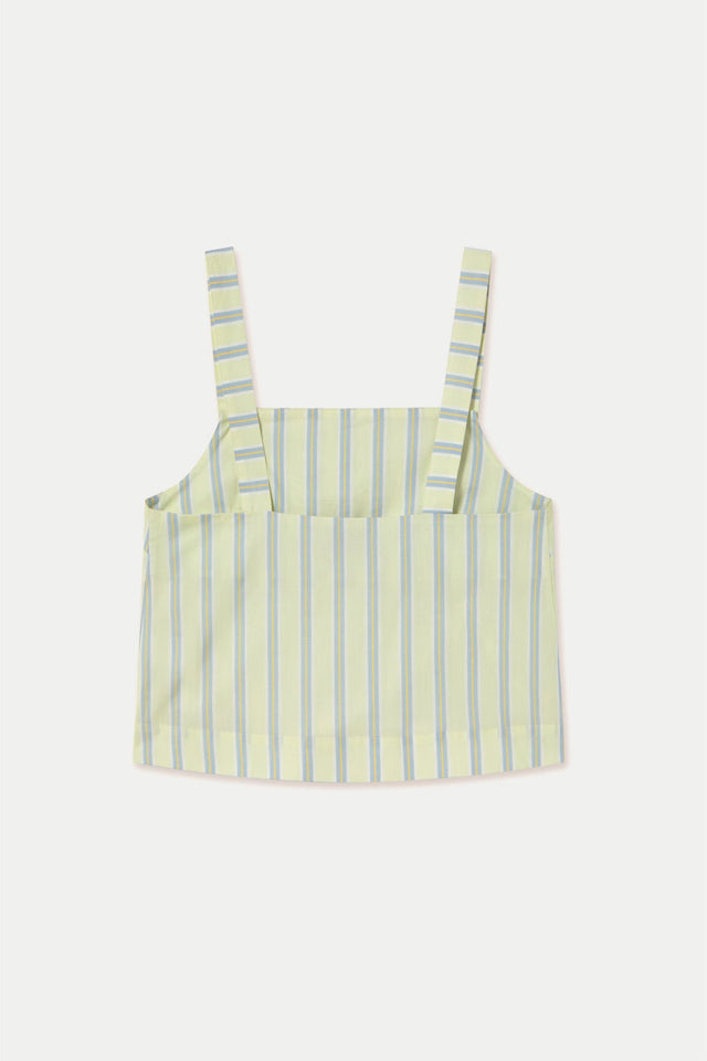 Pastel Yellow Stripes Buttons Top