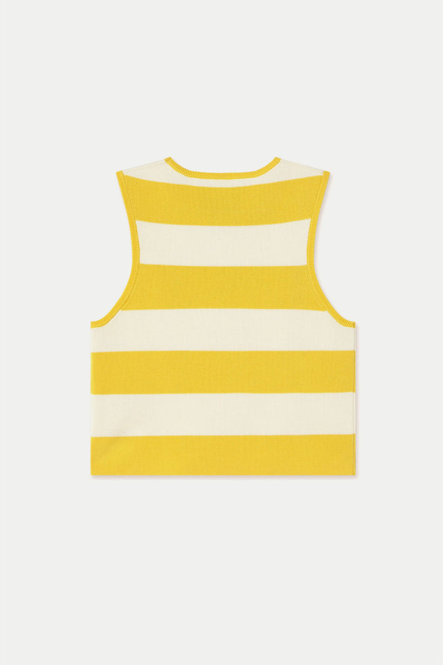 Pastel Yellow Off White Wide Stripes Top