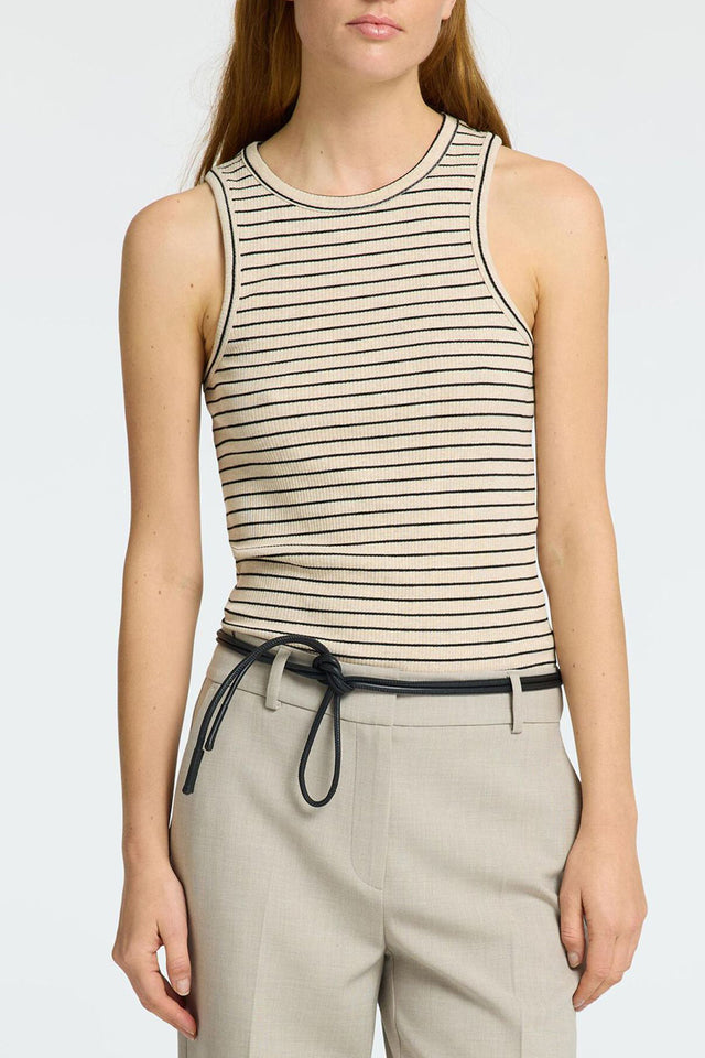 Selected Femme Oatmeal Anna Striped Tank Top 