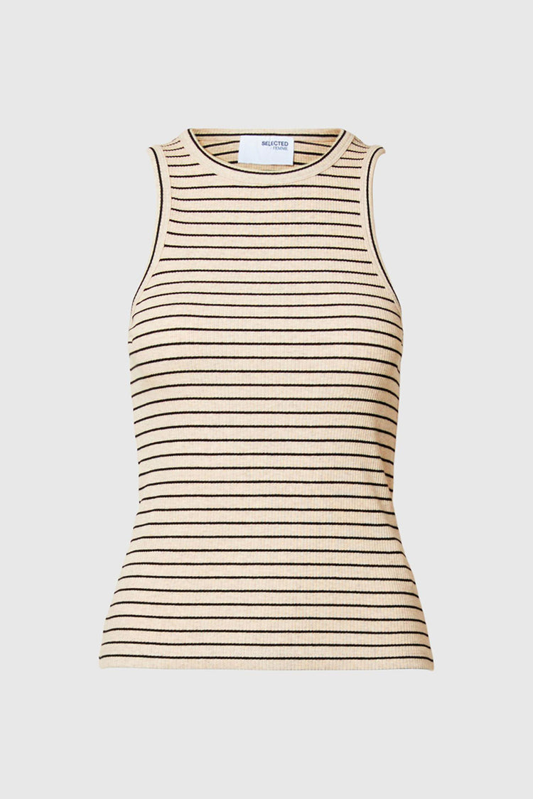 Selected Femme Oatmeal Anna Striped Tank Top 