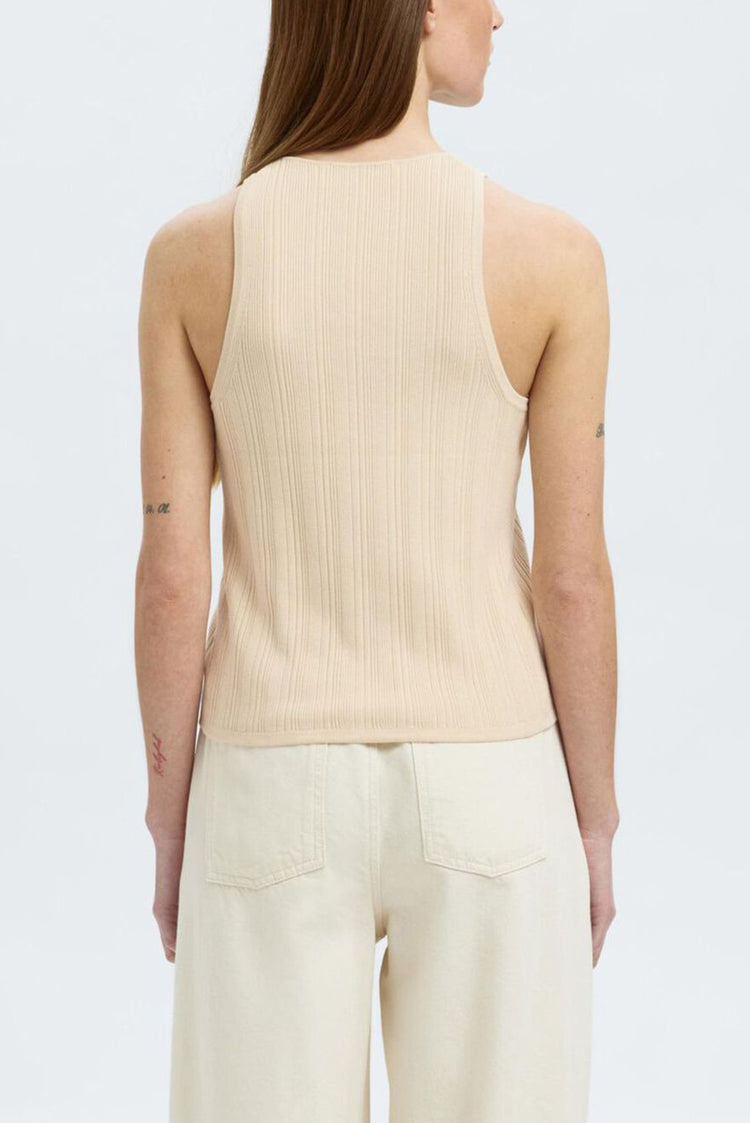 Selected Femme Birch Trixie Knit Button Top 