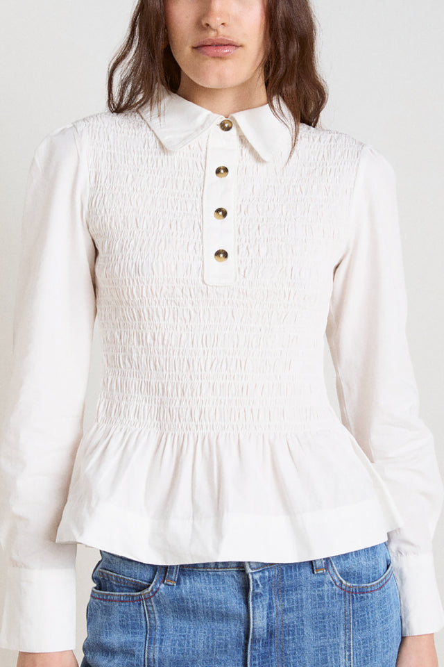 Damson Madder White Hazel Shirred Shirt 