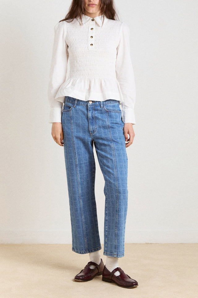 Damson Madder White Hazel Shirred Shirt 