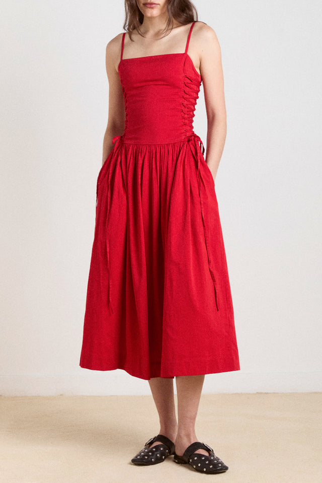 Damson Madder Red Angelina Midi Dress 