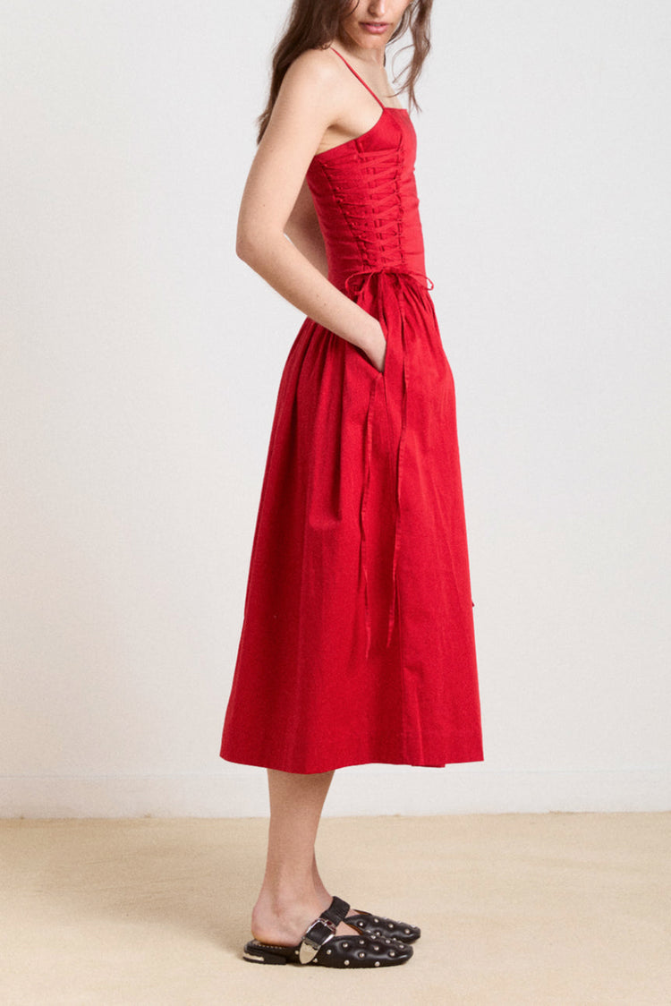 Damson Madder Red Angelina Midi Dress 