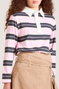 Damson Madder Pink Stripe Cassia Shrunken Rugby Shirt 