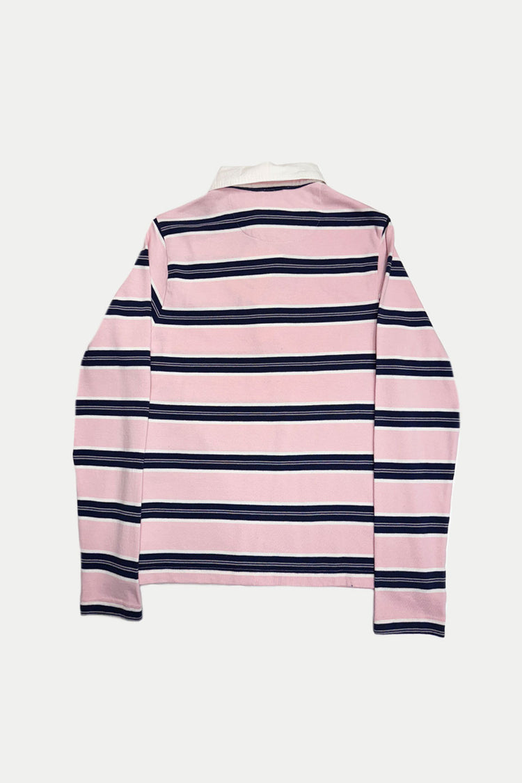 Damson Madder Pink Stripe Cassia Shrunken Rugby Shirt 