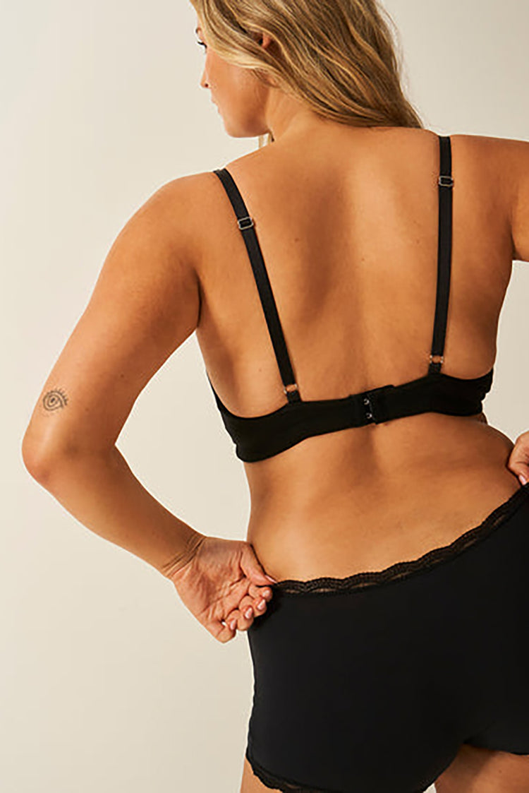 Stripe & Stare Black Plunge Lace Bra 