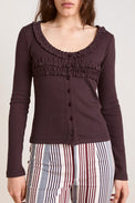 Damson Madder Brown Varsha Frilly Cardigan 