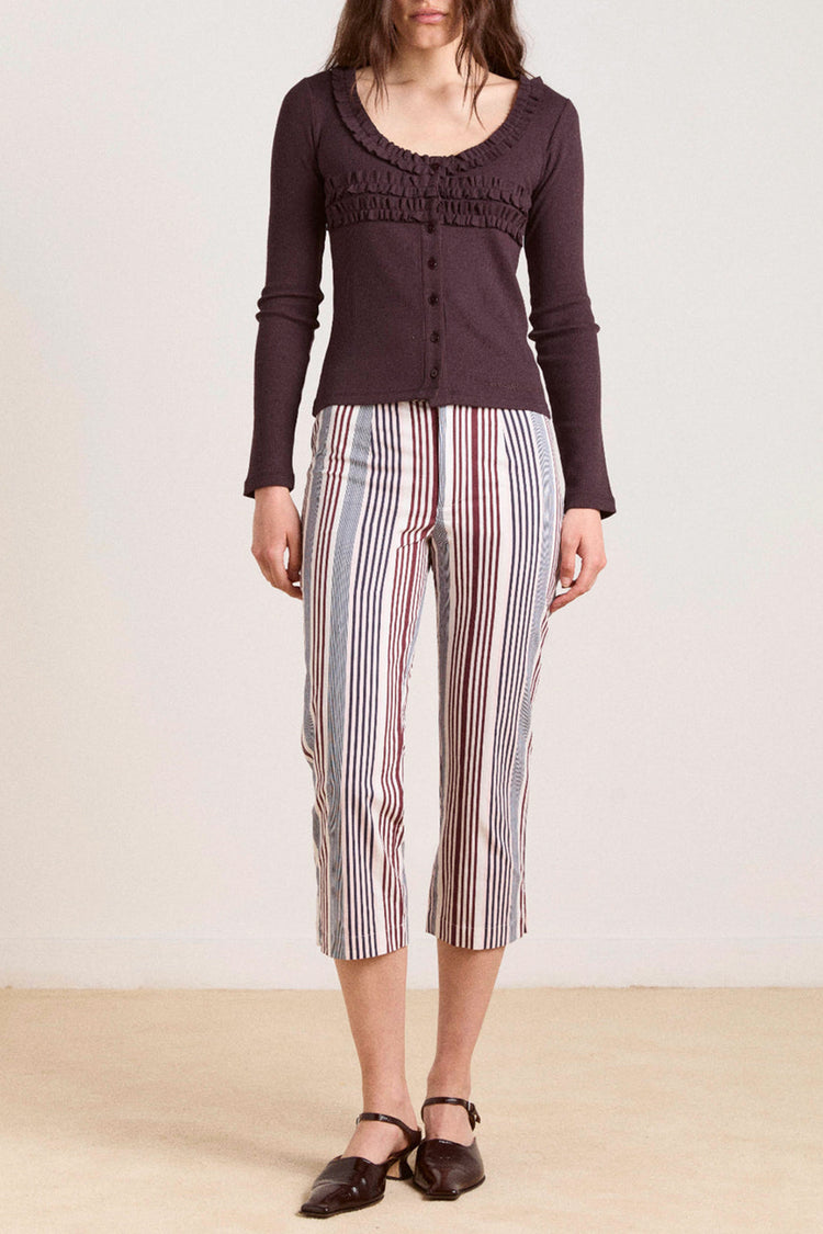 Damson Madder Brown Varsha Frilly Cardigan 