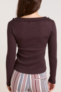 Damson Madder Brown Varsha Frilly Cardigan 
