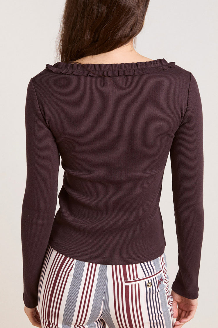 Damson Madder Brown Varsha Frilly Cardigan 