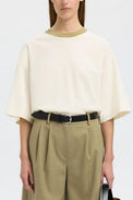 Selected Femme Egret Cool Woman 2/4 Oversized Tee 